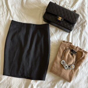 J.Crew Size 00 women's pin stripe fully lined dark grey pencil skirt